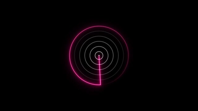 Blue Neon Ship radar and plane radar screen location search animation radar. Enemy radar hub 4k animation video