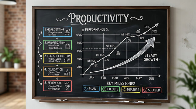 Blackboard with math graph and equations