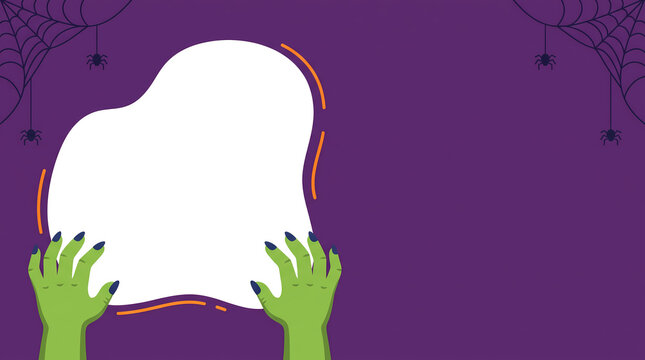 Halloween zombie hands background banner with copy space