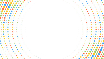 Colorful confetti polka dot frame with vibrant scattered circles around a clean white copy space. Festive abstract border background for banners, invitations, greeting cards, posters, flyers. © cnh