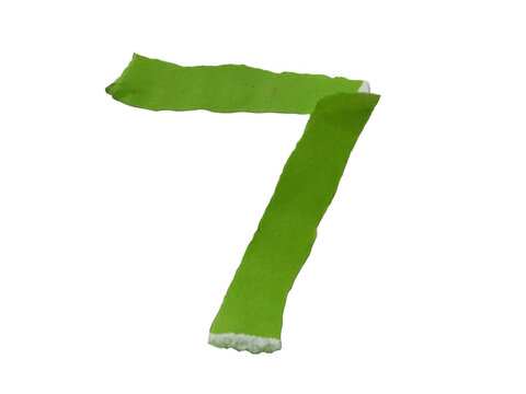 Green number seven isolated on white background
