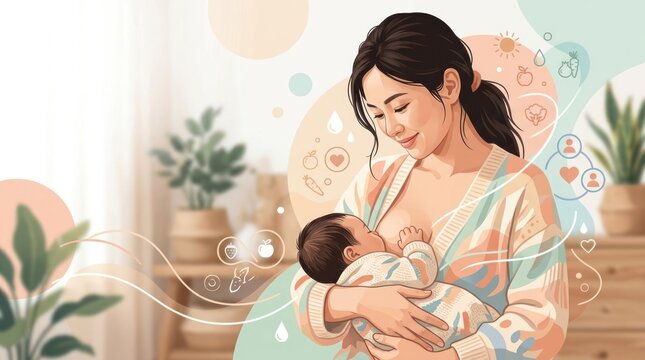 Mother tenderly holding and gazing at her newborn baby in a peaceful domestic setting