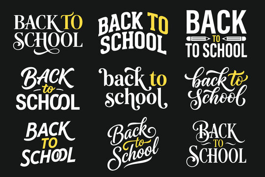 Vector Set of back to school elements, Back to school typography template, School event typography bundle illustration.