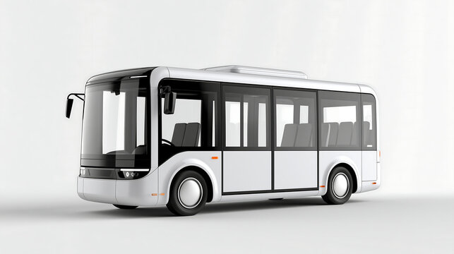Electric city bus with large windows and trim isolated on a plain