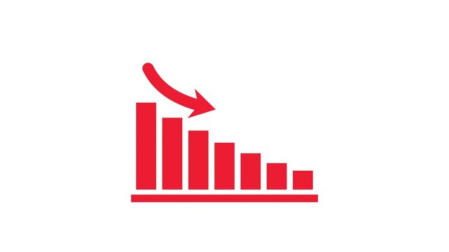 Red Downward Trend Bar Chart Animation - Financial Decline