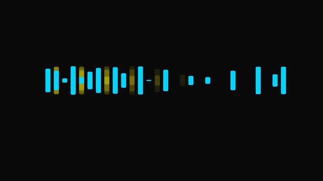 Blue Digital Audio Waveform Pulse on Black Background