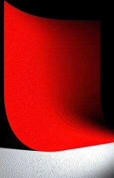 Red studio background. Empty curved display stage.