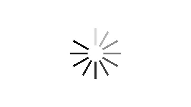Animated spinning waiting icon on white background. Loading circle animation. Progress bar, Waiting Spinning, Loading concept. Wheel loading icon, 4k.