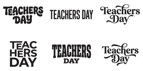 Obraz premium Premium Teachers Day Typography Bundle Collection Featuring Modern Script Vintage Graffiti Bold Hand Lettered Text Designs for School Education Celebration Greeting Cards T Shirts Posters Stickers.