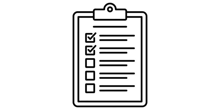 clipboard with checked and unchecked boxes representing to-do list on transparent background.