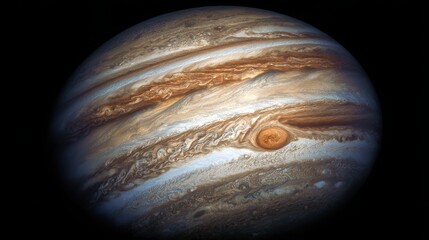 Fototapeta premium Gas giant planet surface featuring the great red spot in deep space