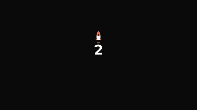 Retro Pixel Art Rocket Launching into Space on Black Background