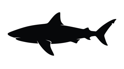 Fototapeta premium Shark silhouette icon. Black vector graphic of a predatory fish swimming in profile.