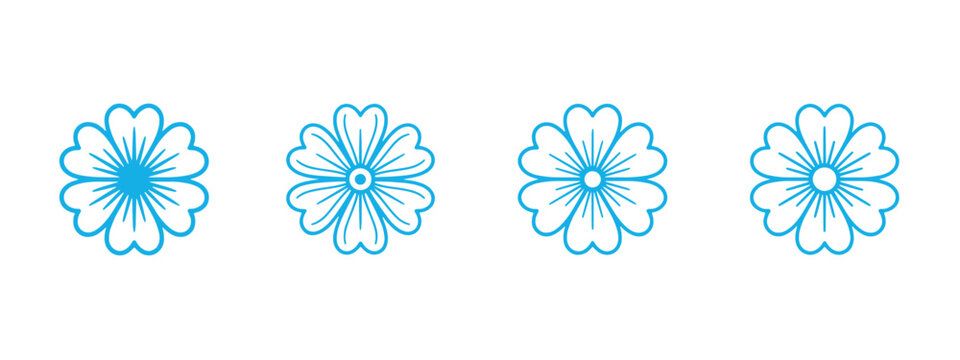 Collection of abstract floral and clover icons with geometric line art for elegant branding and decorative designs.