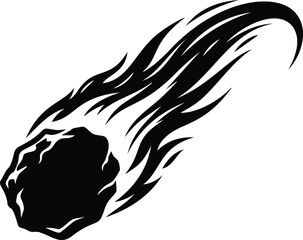 Meteorite vector illustration silhouette of a large asteroid with a trailing tail. © MdKhalidIbneMahbub
