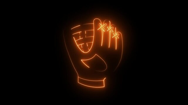 neon glowing fist power animation energy hand icon .Animated neon fist symbol with radiant energy representing strength and action. 4k motion graphics video