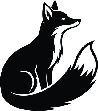 Minimalist black and white fox vector illustration