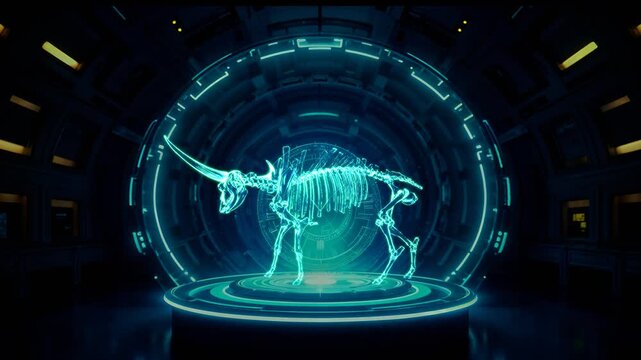 3D Bison American Buffalo X-Ray Medical Skeleton 360 Rotation