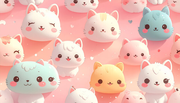 Cute Kawaii Cat Pattern