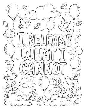 Uplifting coloring page designed to promote mindfulness and self care through positive affirmations and creative expression