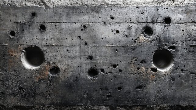 Raw grey concrete texture, industrial cement surface with air bubbles, stains, and formwork marks, brutalist background, matte finish 
