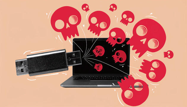 USB drive malware infecting laptop computer