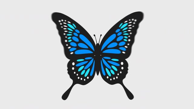 Animated Blue Swallowtail Butterfly Flapping Wings Seamless Loop, Vector Cartoon Animation, Isolated on Alpha Channel Transparent Background, Magic Fantasy Insect Stock Video