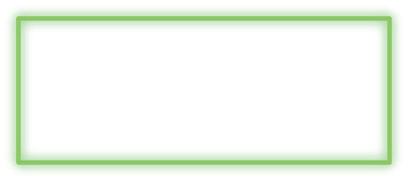 Glowing green neon frame vector, luminous rectangular border with soft light effect, vibrant emerald digital frame for modern web design and social media, with outer glow effect, on a simple rectangle