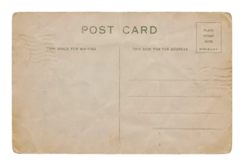 Fotobehang Vintage vintage postcard back template with aged paper texture isolated on transparent background  © worldisgreat