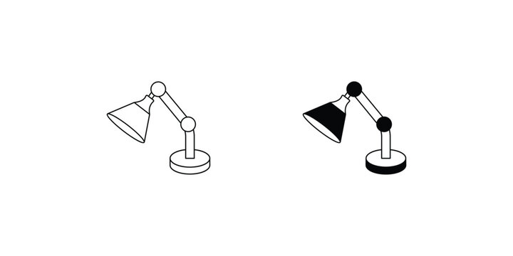 Desk Lamp  set icon with white background vector stock illustration