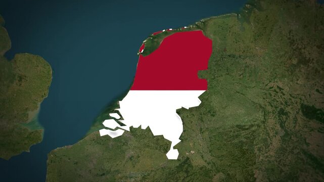 Netherlands Map With Flag Colors Overlay Animation, Netherlands Location Map, Europe Country Map