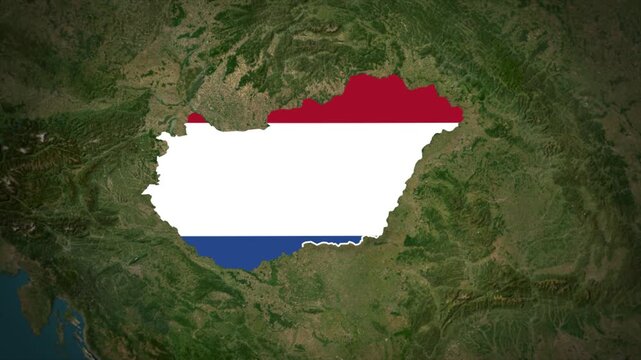 Hungary Map With Flag Colors Overlay Animation, Hungary Location Map, Europe Country Map
