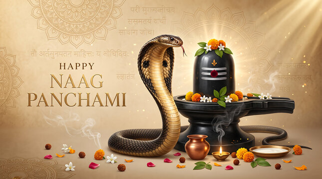 Happy nag panchami indian hindu festival celebration