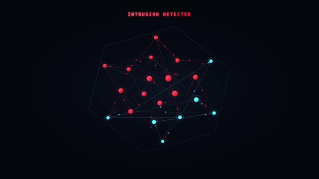 Network activity visualization showing connected data nodes, digital communication path, and information flow for cybersecurity, cloud computing, AI infrastructure, and analytics.