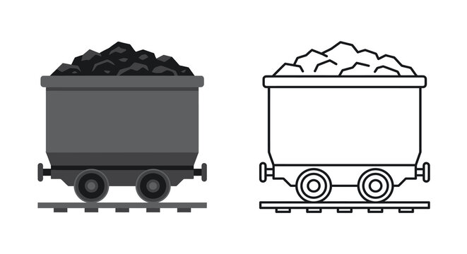 Coal Car Illustration Gray And Line Art Depiction
