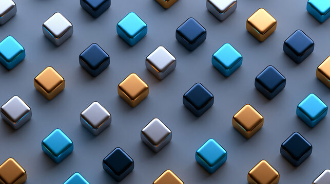Colorful 3D Cubes Pattern on Gray Background