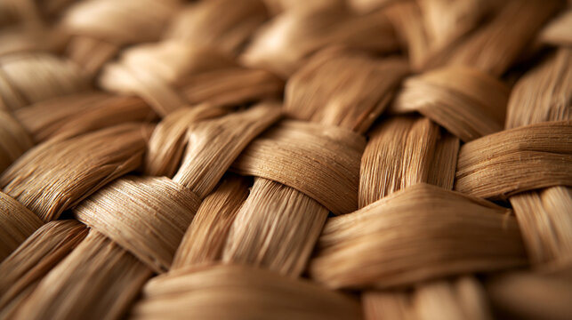 Woven Natural Fibers Texture Close-Up