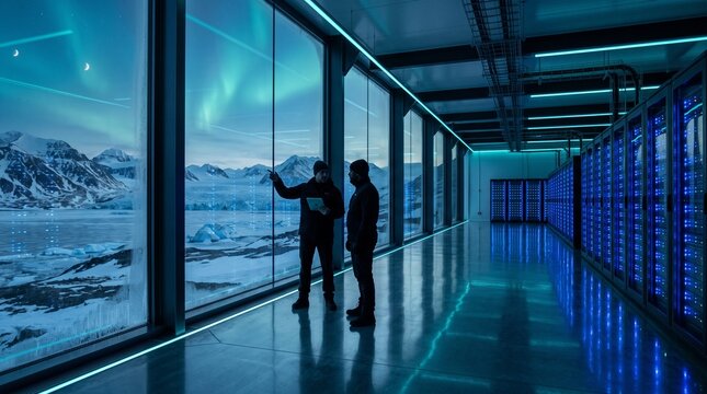 Business Executives Overlooking Arctic Data Center Operations