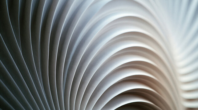 Abstract White Curved Layers Architectural Pattern Detail