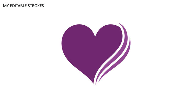 Purple heart shaped symbol with white stripes on a plain background illustration
