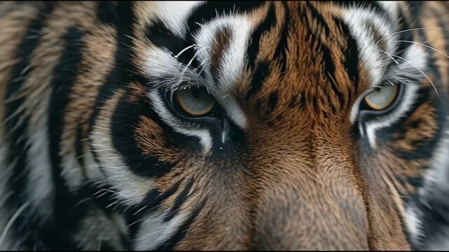 Extreme close up of predatory tiger eyes staring ahead