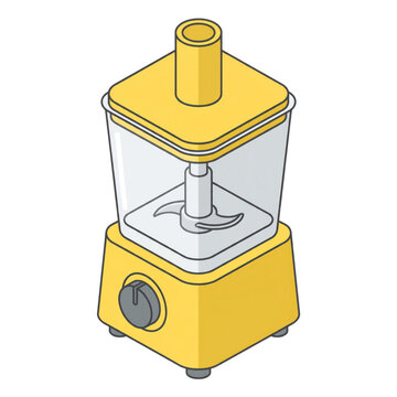 Isometric Yellow Blender Kitchen Appliance Vector Illustration Isolated on a Transparent Background