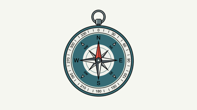 Vintage style nautical compass illustration for navigation and travel.