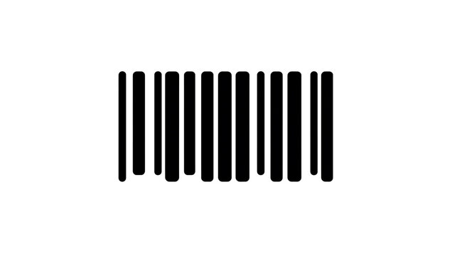 A minimalist black and white barcode, a series of vertical lines of varying widths, representing product identification and data encoding