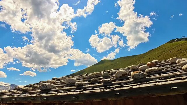 4K Timelapse alpine video with moving Clouds at Mount Grueblspitze, Eggalm, Tux-Lanersbach, Zillertal valley, Schwaz, Zell am Ziller, Tyrol, Austria