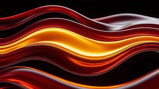 Flowing abstract waves in amber and gold