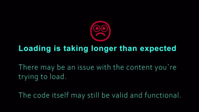 Loading Error Animation with Sad Face Emoji Buffering Failed, Connection Issue Motion Graphic on Transparent Background"Slow Loading Warning Animation &ndash; Sad Emoji, Network Error Message, with alpha 4k