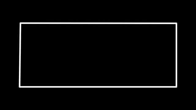 animated flat outline rectangle shape animation in 4K animation line drawing style motion graphic with alpha channel on transparent background flat outline rectangle shape animation