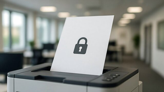 Title:
Secure document printing with privacy protection and data security concept photo