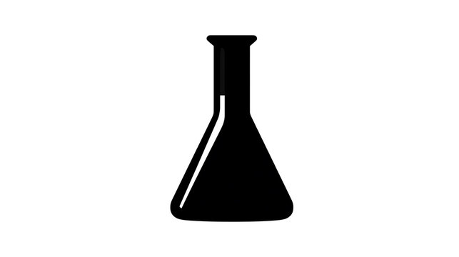A minimalist black silhouette of an Erlenmeyer flask, a common laboratory glassware